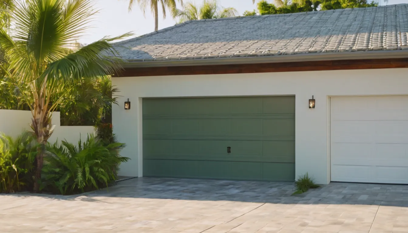A tidy suburban garage door and driveway in Plant City on a warm day